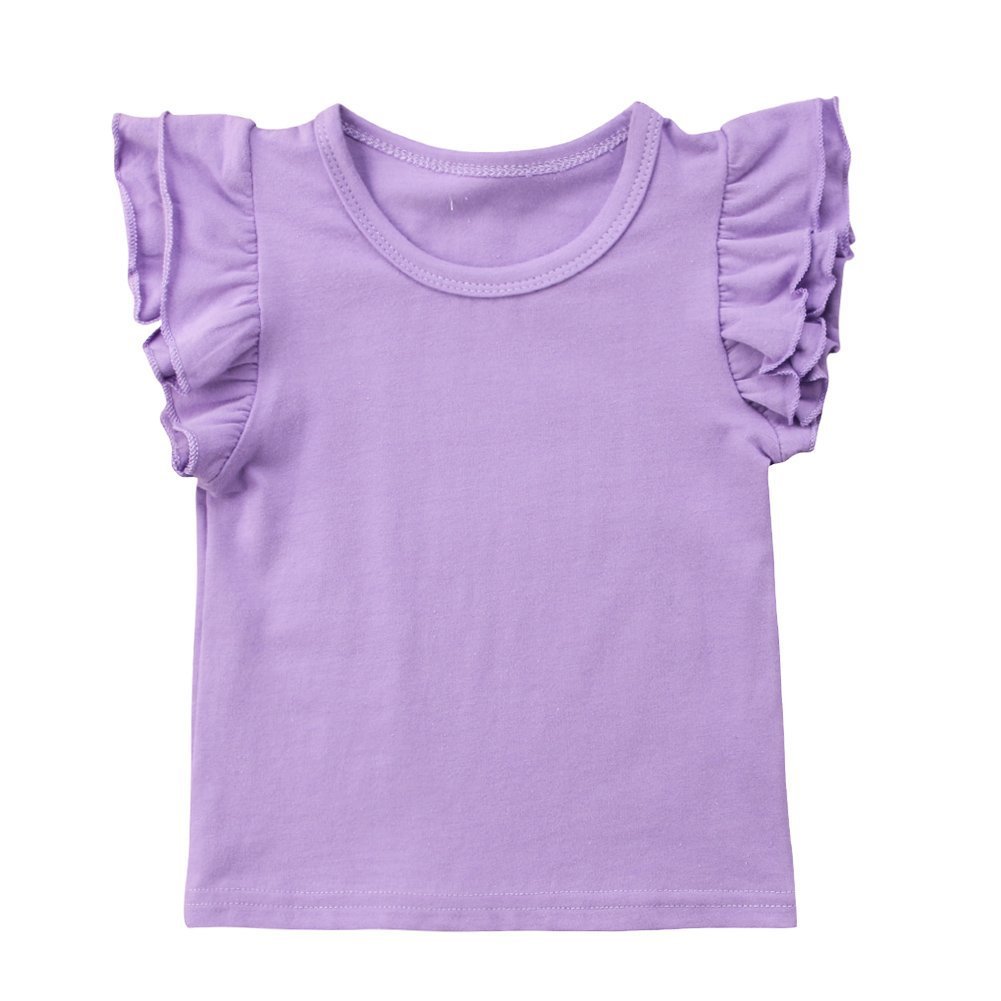 Baby Mädchen Rüschen-T-Shirt, einfarbig, Basic, Freizeitkleidung