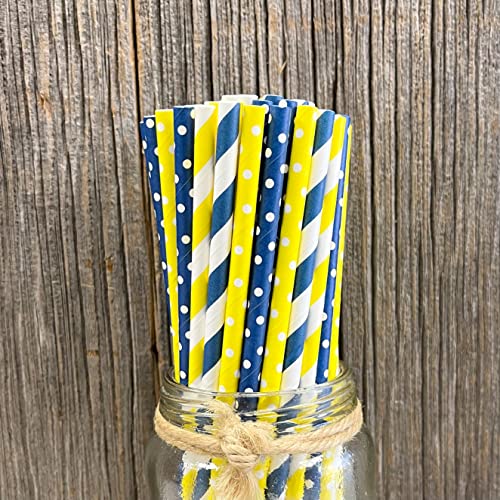 Pitillos de papel azul, amarillo y blanco, pack 100 miniatura 3
