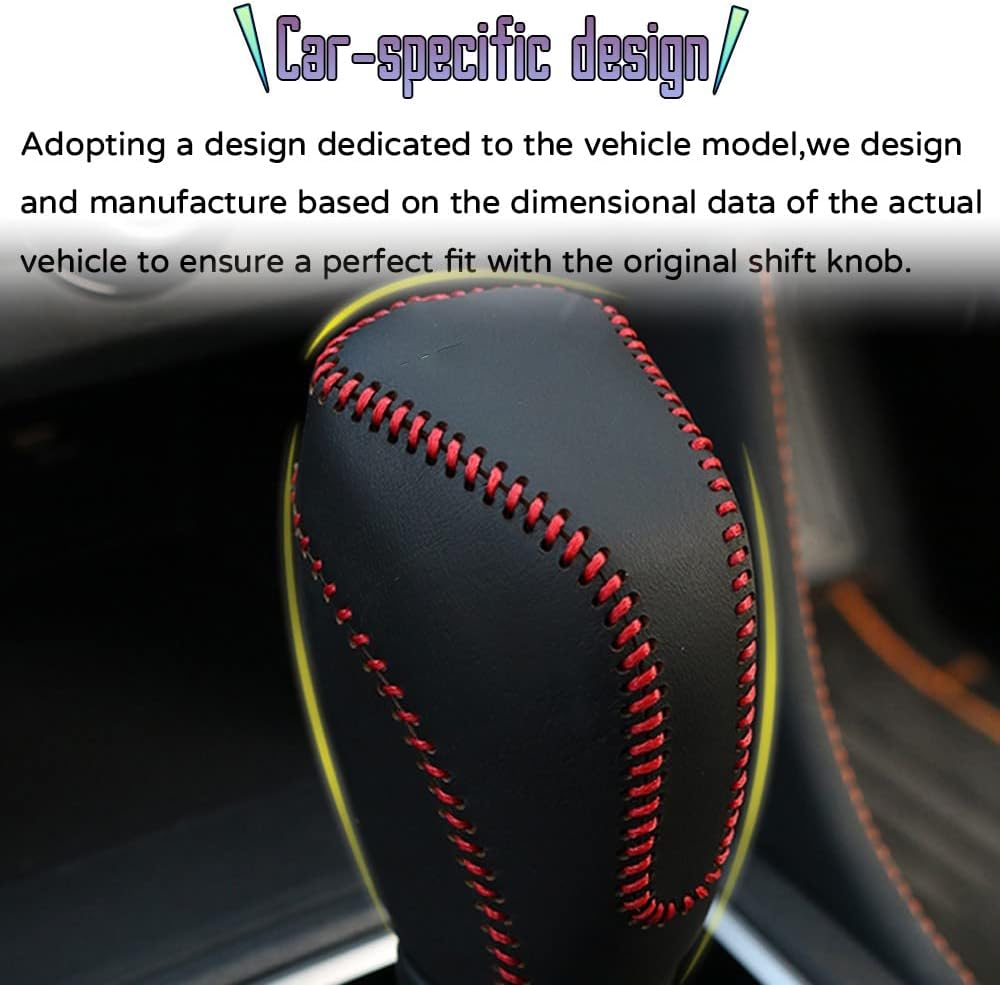 Custom Interior Accessories for Subaru WRX Forester 2019-2023 Crosstrek Impreza Legacy Outback Leather Automatic Gear Shift Knob Cover,Transimission Boots Shift Lever Sheath(Red Stitches)