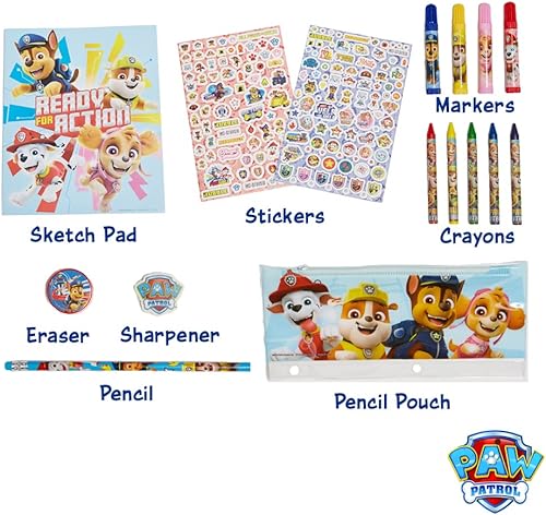 Miniatura 2 de Nickelodeon Paw Patrol - Suministros escolares + juego de colorear para niños, 30 unidades con calcomanías y lápiz