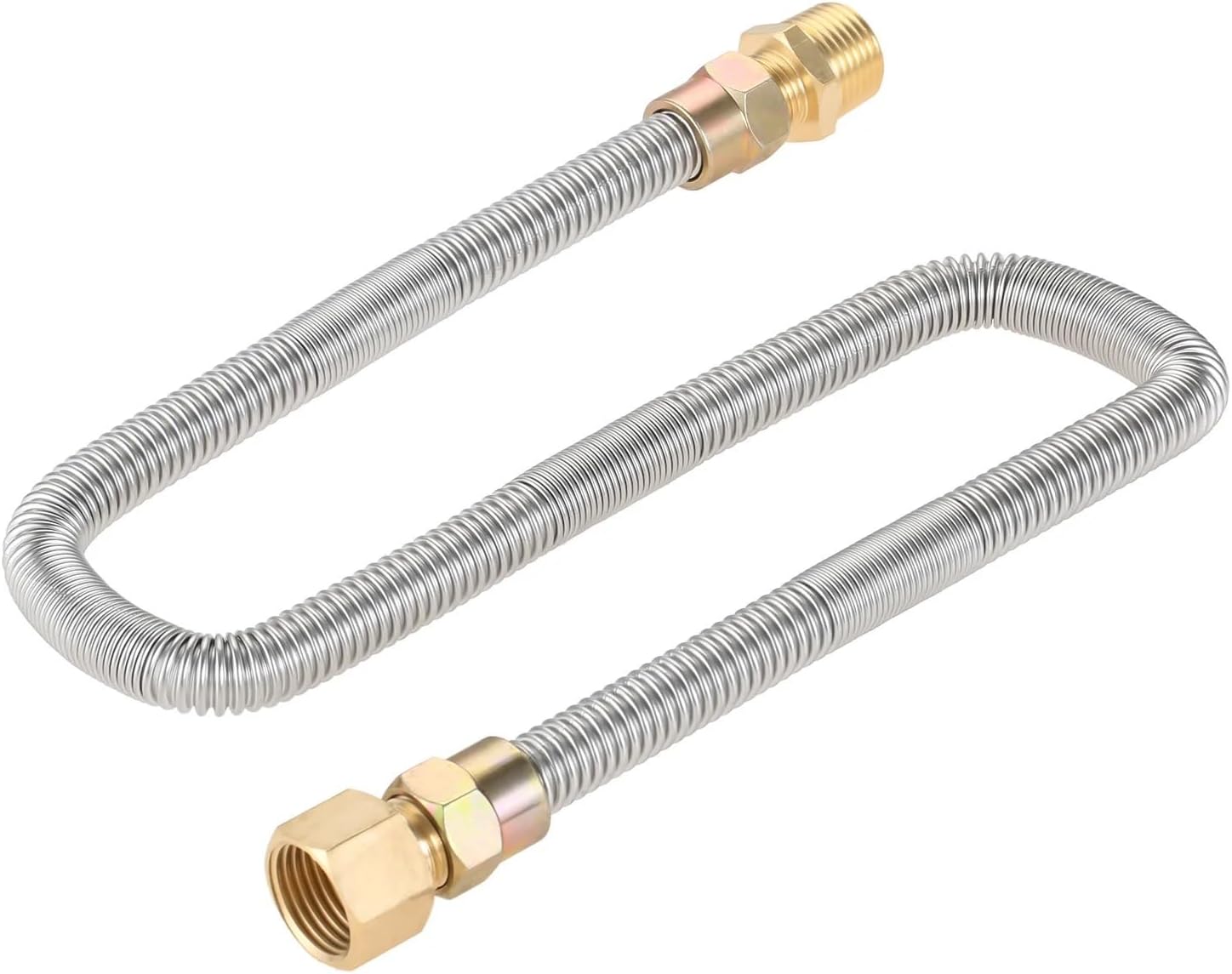 Stainless Steel Propane Fire Pit Corrugated Hose Tube 24inch for 3/8" Female Connector,1/2" NPT Male/Female Adapter Gas Flex Line
