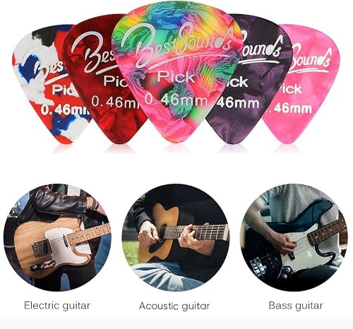 48 Pack Thin Guitar Picks, Mixed Colorful Celluloid Guitar Picks & Unique Guitar Gift For Acoustic Guitar, Bass And Electric Guitar (0.46Mm) #TOP2