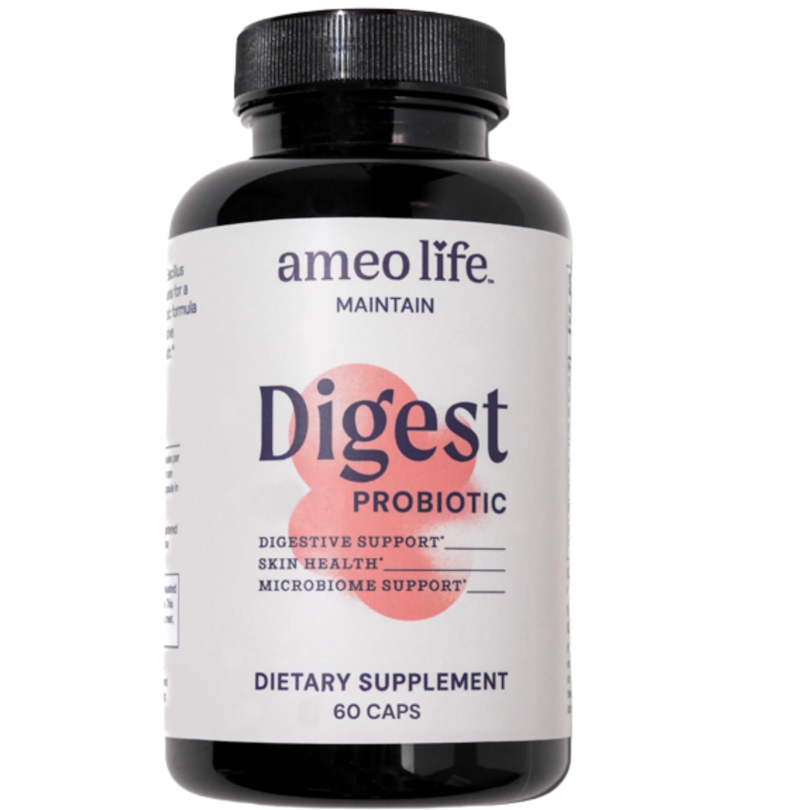 Ameo Life Probiotic for Digestive & Gut Health – Bacillus Subtilis & Bacillus Coagulans with Aloe Vera, Turmeric, Psyllium, Slippery Elm & Inulin Prebiotic – 60 Capsules