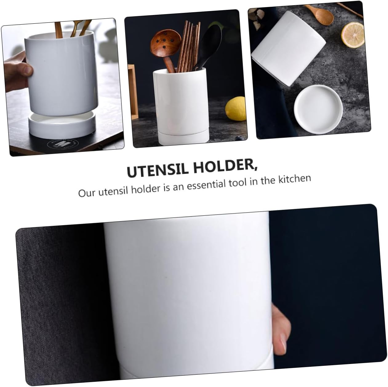 1 PC Ceramic Utensil Holder for Kitchen Multipurpose Chopstick Organizer with Drainage Design Lightweight and Compact for Spoons Forks and Spatulas Easy Access Kitchen Storage