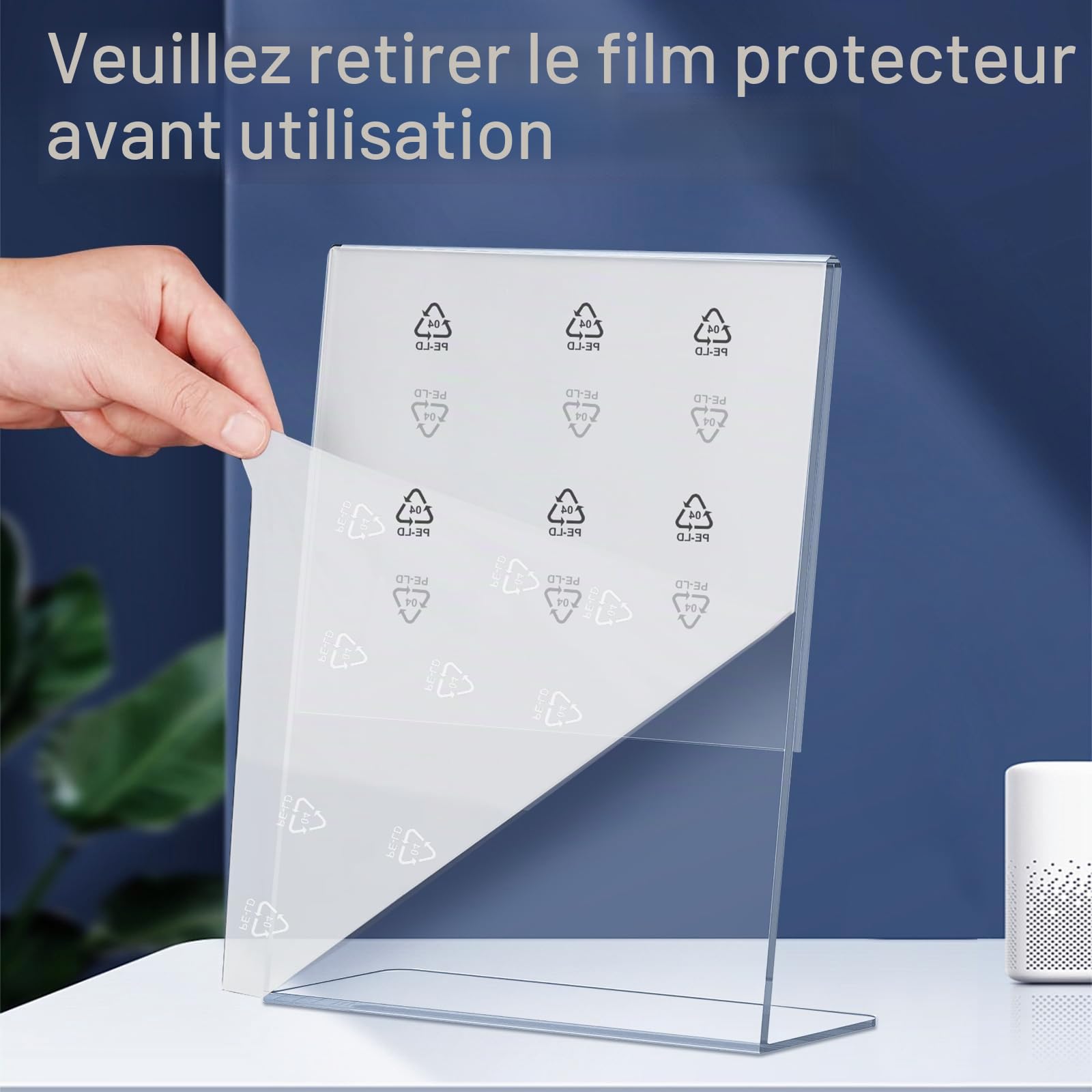 Porte Affiche A4, 4 Présentoirs Flyer Acrylique, Porte Documents A4 Incliné Transparent, Porte Nom Table pour Restaurant, Bureau, Magasin, Comptoir