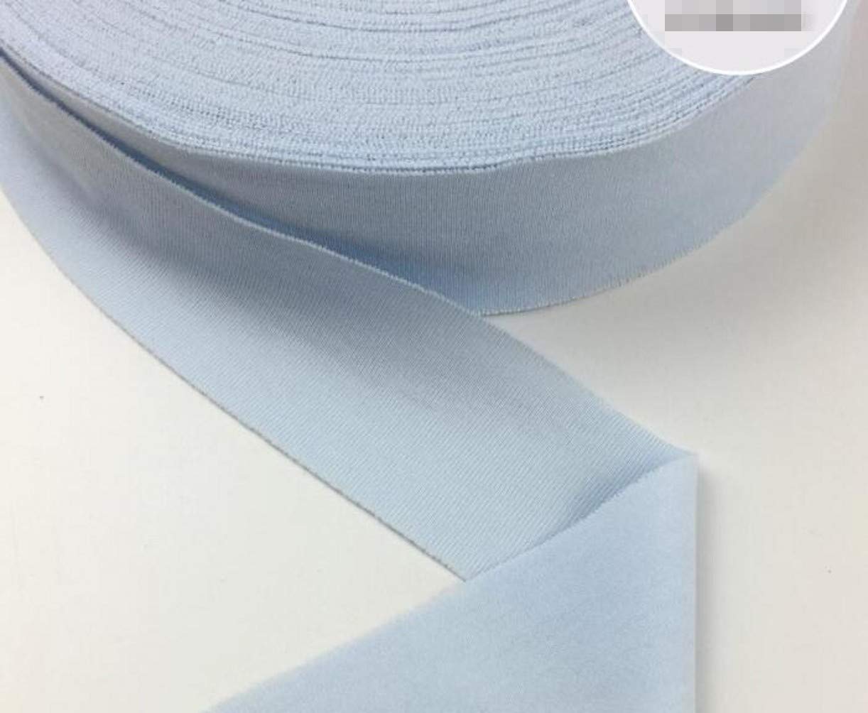 ZHONGJIUYUAN 1 Roll 100% Cotton Bias Binding Tapes, Elastic Cotton Trim Covered Dress-Making Craft Upholstery Sewing Textile Webbing Baby Clothes - 131 Yards Sky Blue