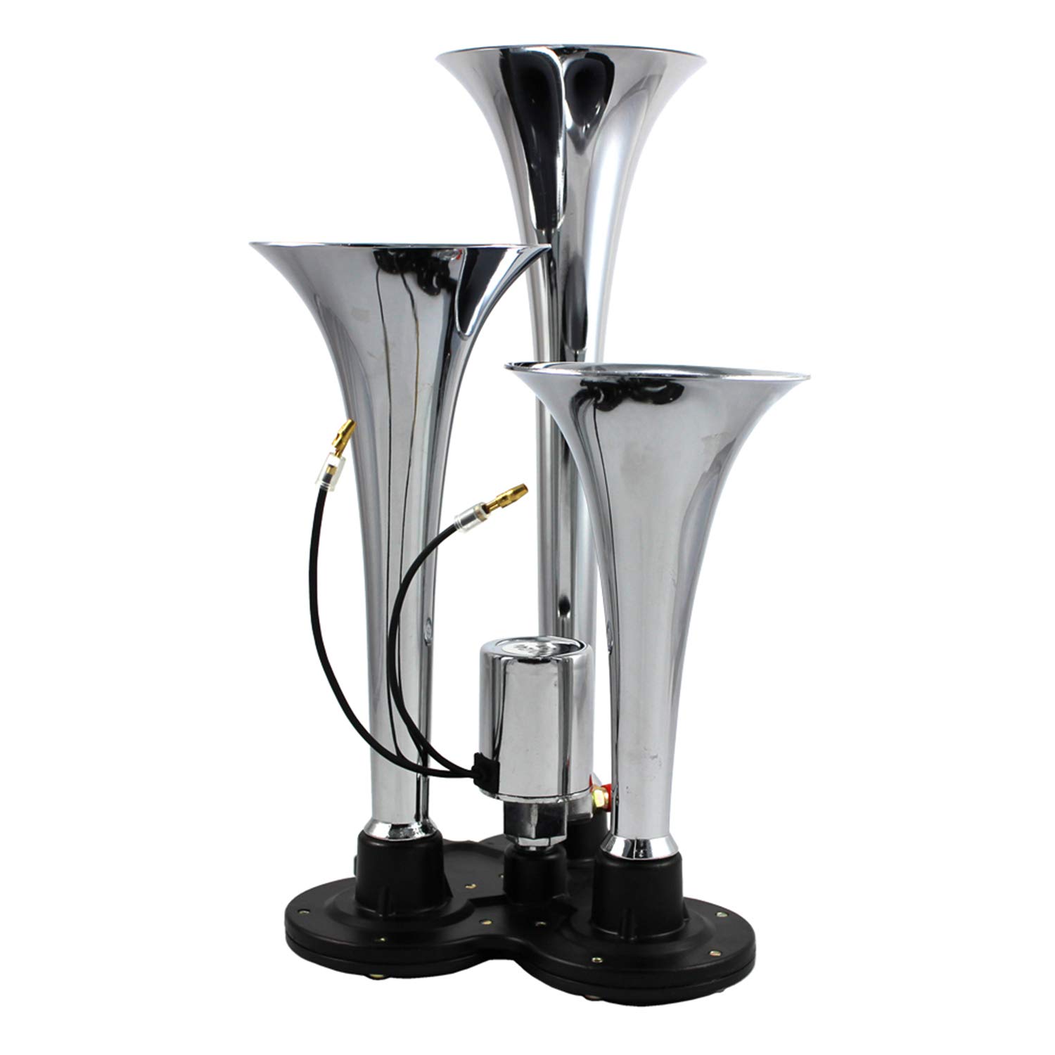 JDMSPEED 150DB Triple Trumpet Air Horn - Chrome Train Sound Horn Kit For Vehicles