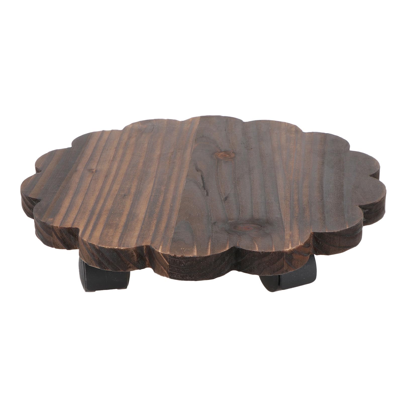 Support mobile roulettes universelles pour pots de fleurs en bois marron patio