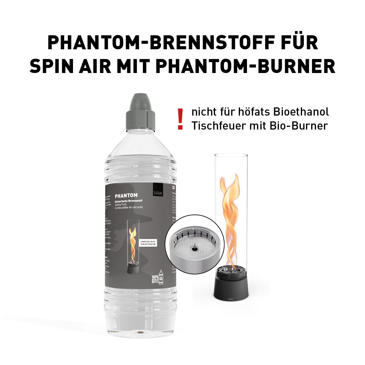 höfats - Phantom Sicherheits-Brennstoff für Spin air Phantom Tischfeuer - Rauch- und Geruchsfreie Verbrennung Indoor und Outdoor - 6x1 Liter Nachfüllflasche - Zubehör für Spin mit Phantom-Burner