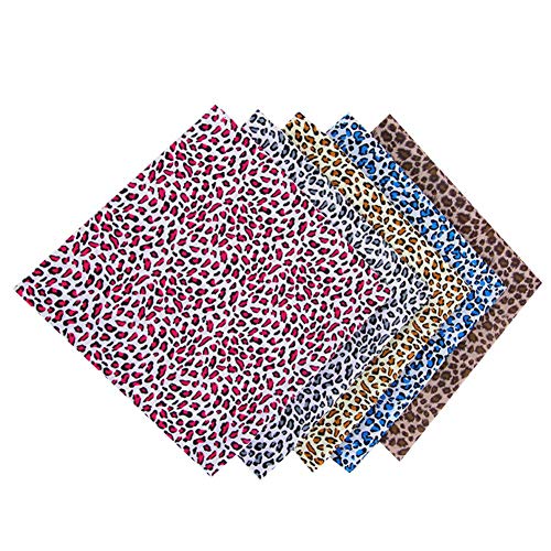 Seasaleshop Baumwollstoff Patchwork Stoffe | 5 Stück DIY Gewebe Leopardenmuster Quadrate Baumwolltuch | Stoffpaket Zum Nähen Mit Vielfältigem Muster | 25 x 25cm Cover
