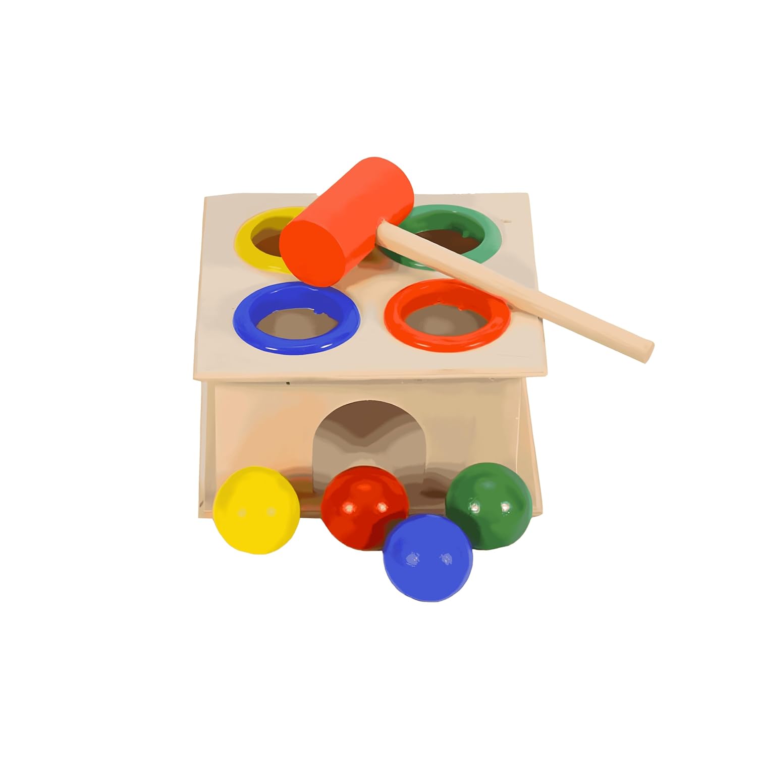 Buy Wooden Hammer Ball Knock pounding Bench with Box Case Fine Hand and