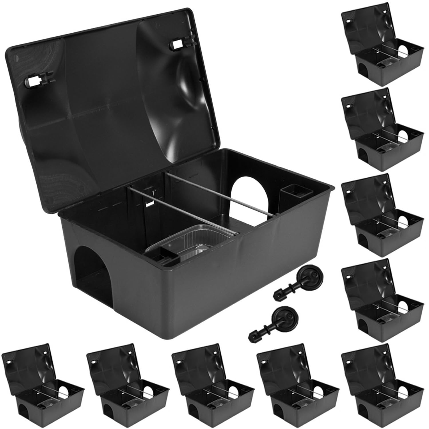 Köderstation Ratten Set Köderbox 2-10 STK. Garten Mausfalle Mäuse Rattenköderbox Box Rattenköderstation Rattenfalle Kinder- Haustiersicher Koederbox Petigi, Anzahl:10