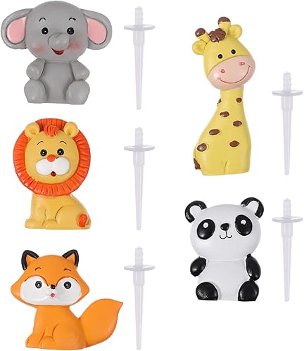5 adornos para tartas de animales de la selva, decoración de pasteles de animales de la selva para fiestas de cumpleaños
