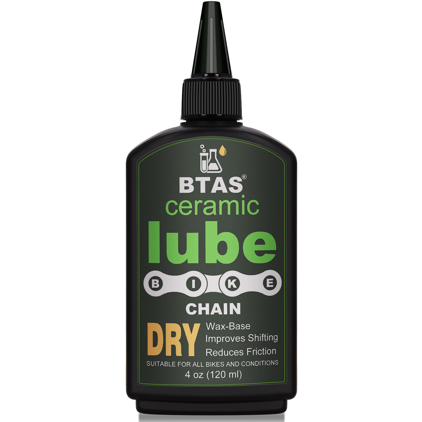BTAS Ceramic Dry Bike Chain Lube 120ml -UV Tracer Dye -Road,Mountain Bicycle Lubricant Oil,Dry and Dusty Weather Conditions