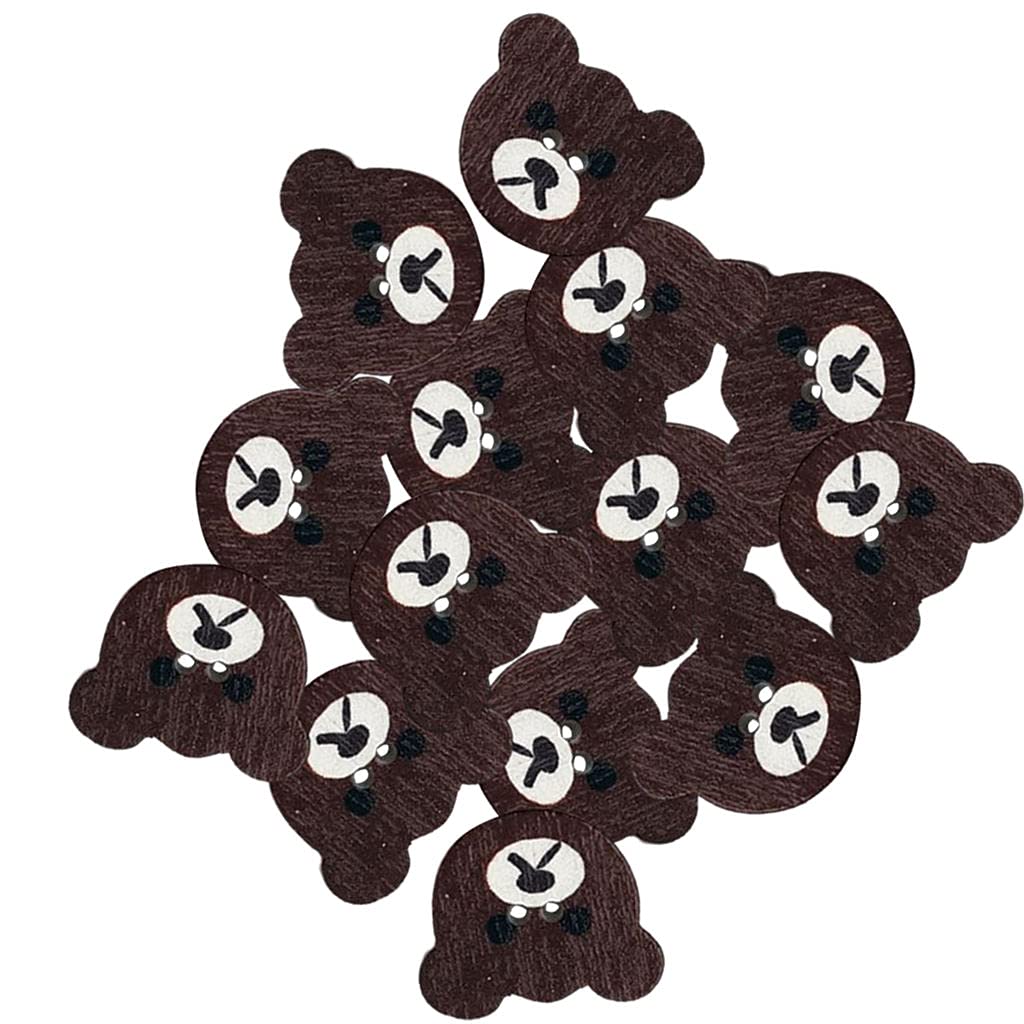 AMLESO 50pcs Bear Shaped 2 Holes Decorative Wood Button for Sewing Crafting Clothing