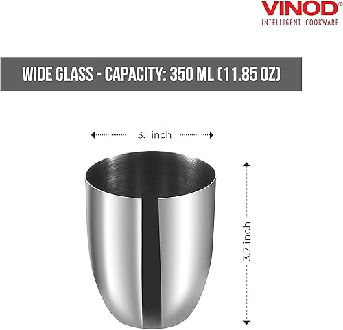 Miniatura 4 de Vinod Juego de 6 vasos de acero inoxidable - Vasos de metal premium  Vasos de cerveza  Vaso de jugo