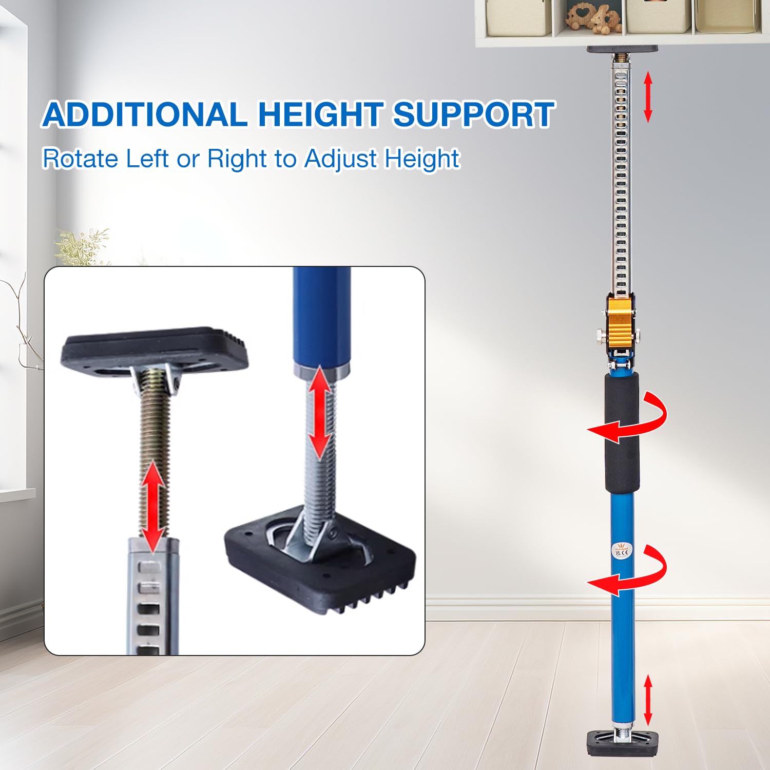 TOPWAY 2 pezzi puntello telescopico cartongesso 600‑1000 mm – asta supporto regolabile in acciaio per soffitti, telai porte – fino a 60 kg