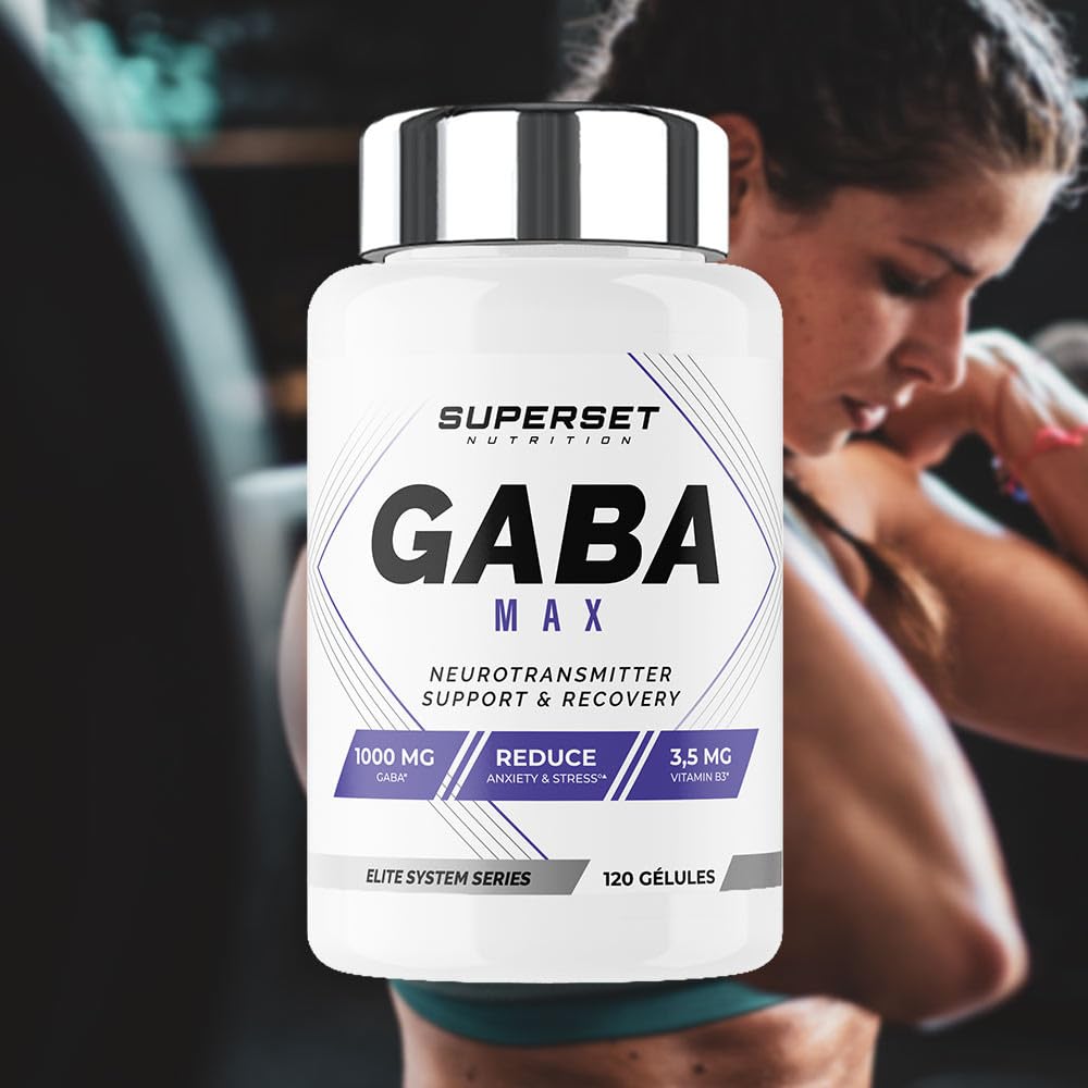 Superset Nutrition - Gaba Max (120 capsules végétales) - Favorise un sommeil réparateur et aide à améliorer la récupération musculaire - 1000 mg de GABA par gélule