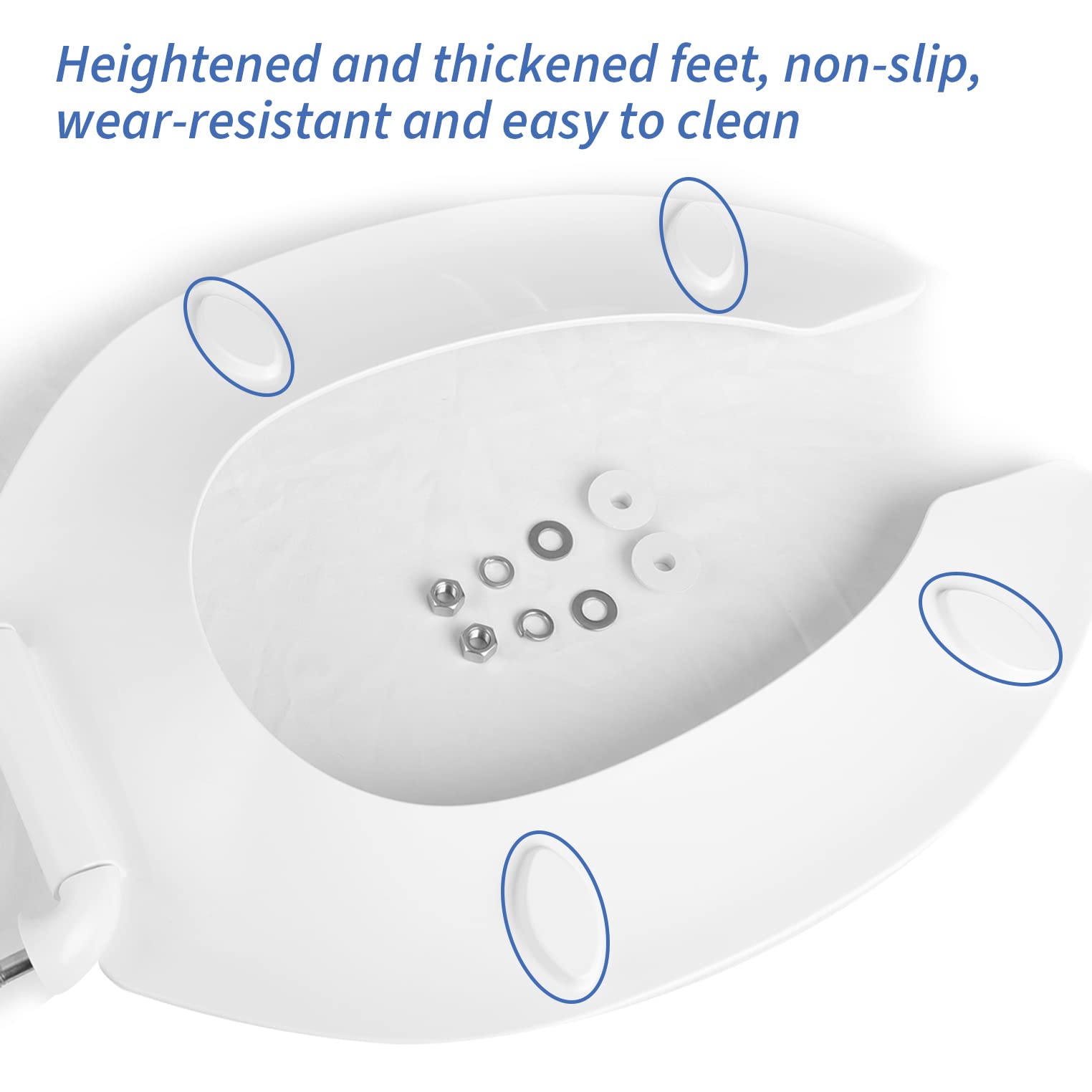 Commercial Heavy Duty Open Front Toilet Seat without Cover that will never slam, Thickened Material, never loosen, ELONGATED, White