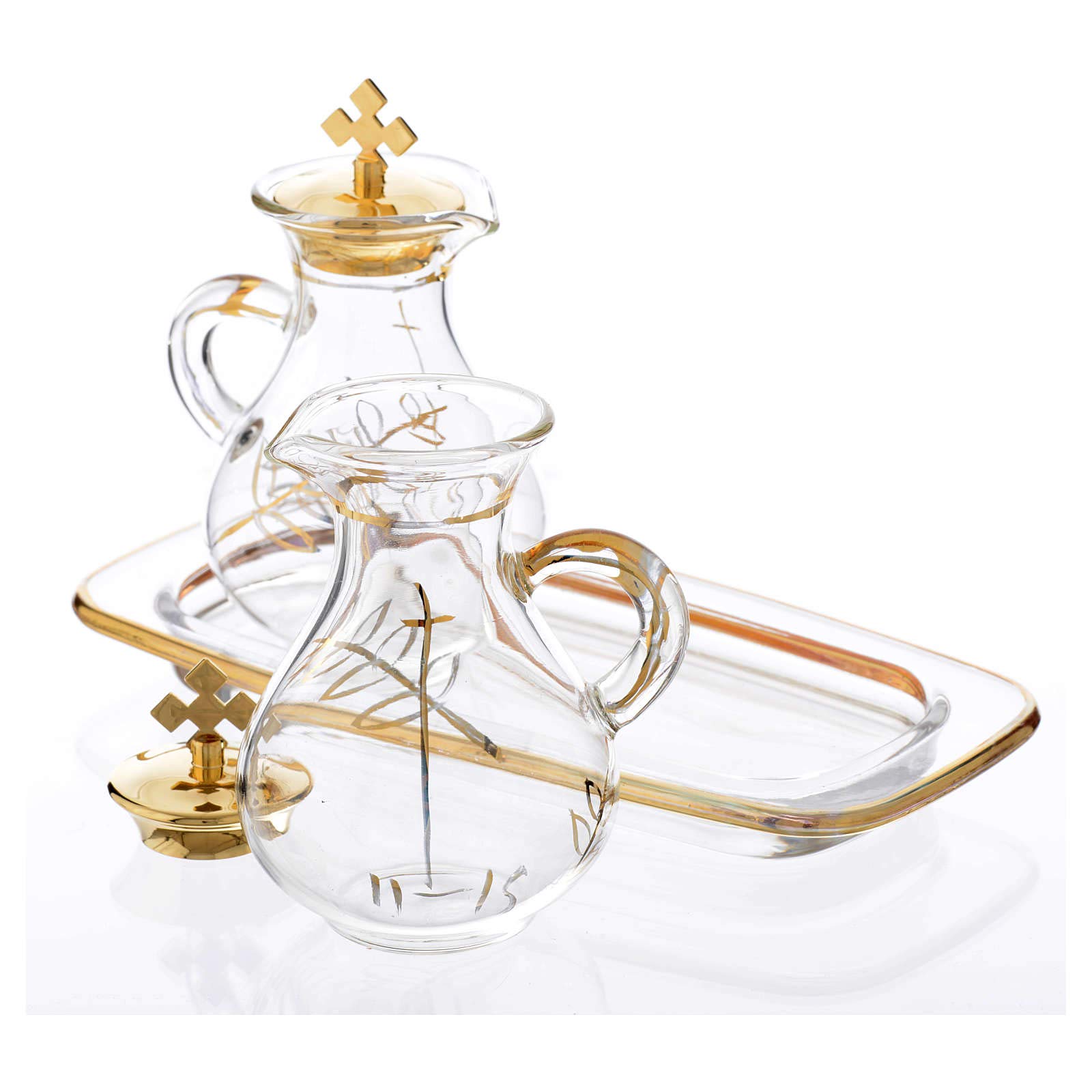 Holyart Vinajeras de vidrio: Vinajeras de vidrio con decoración de oro