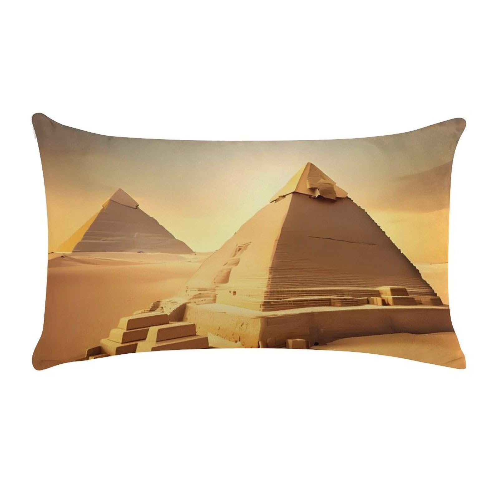 Egyptian Pyramid in Desert Pillow Cases for Sofa, Super Soft Plush Pillow Cover with Zipper, Luxury Cozy Pillow Shams for All Seasons, Lightweight Pillowcases for Bedroom, 12" X 20"