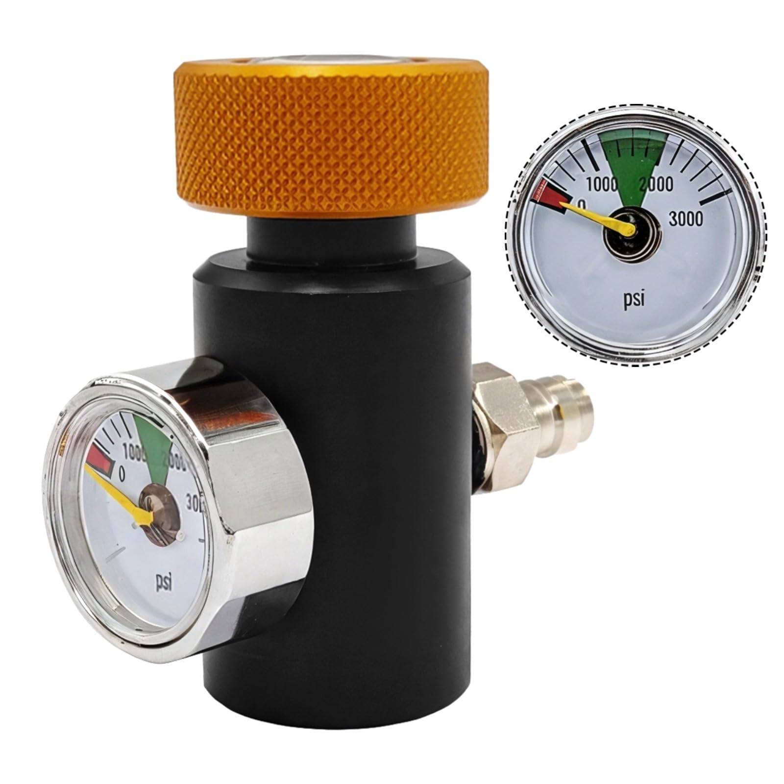 Adaptateur de réservoir de CO2, adaptateur de remplissage à distance avec jauge de 3000 psi, connexion rapide pour systèmes à distance, filetage G1/2-14 pour la plongée et la lutte contre