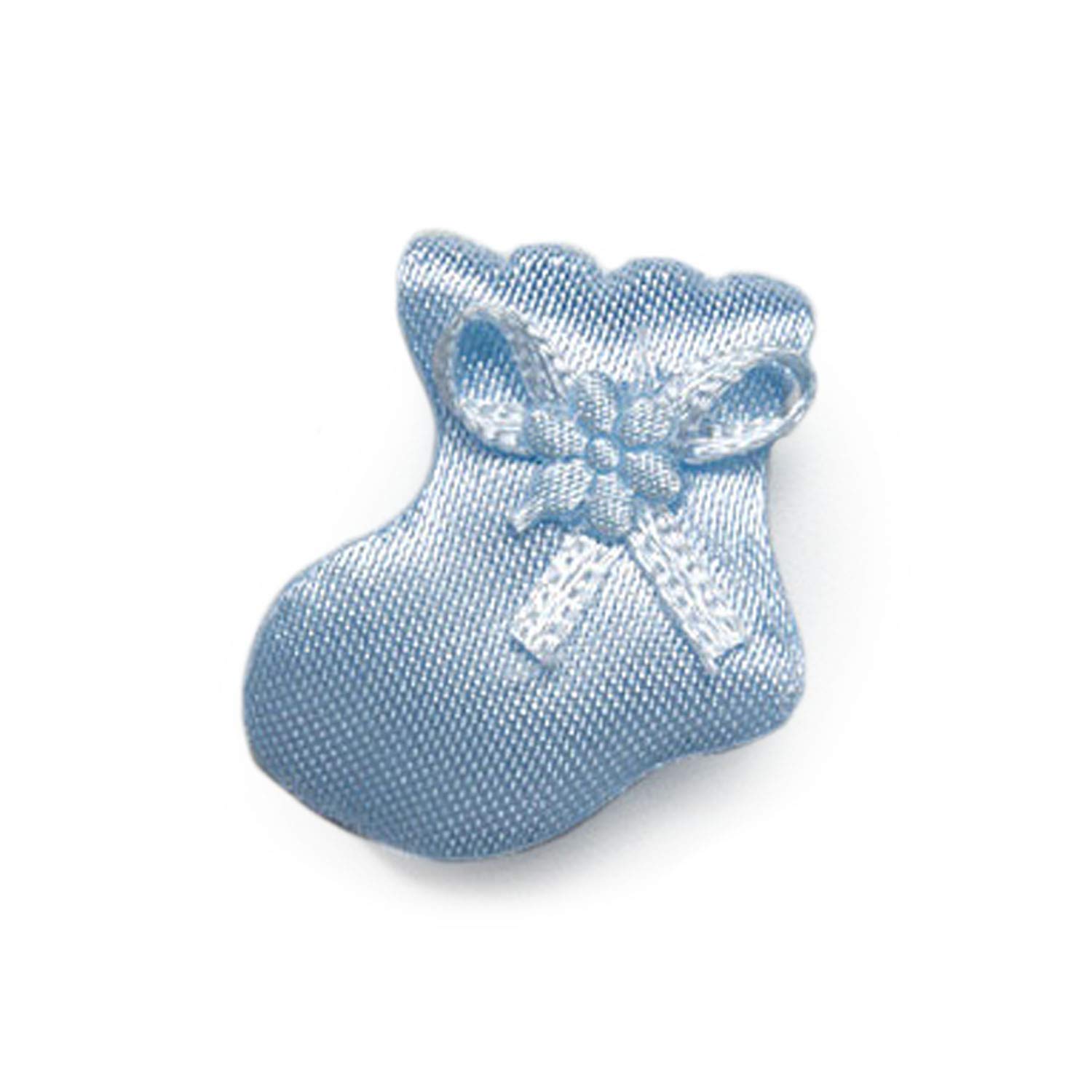 Stickers en forme de botita Mopec bleu azur satiné pour décoration de baptême x144