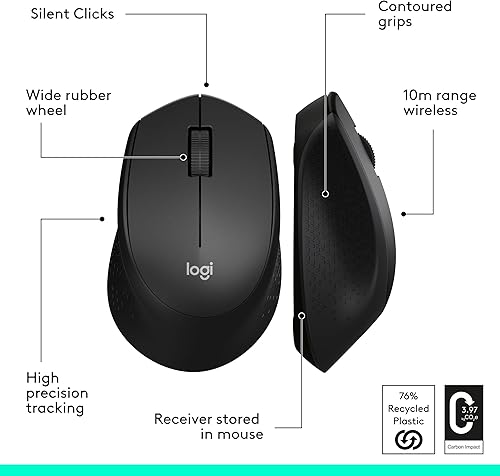 Miniatura 7 de Logitech M330 Silent Wireless Mouse, 2.4GHz with USB Receiver, Optical Tracking, Quiet & Lightweight, Long Battery Life, for PC, Mac, Laptop,