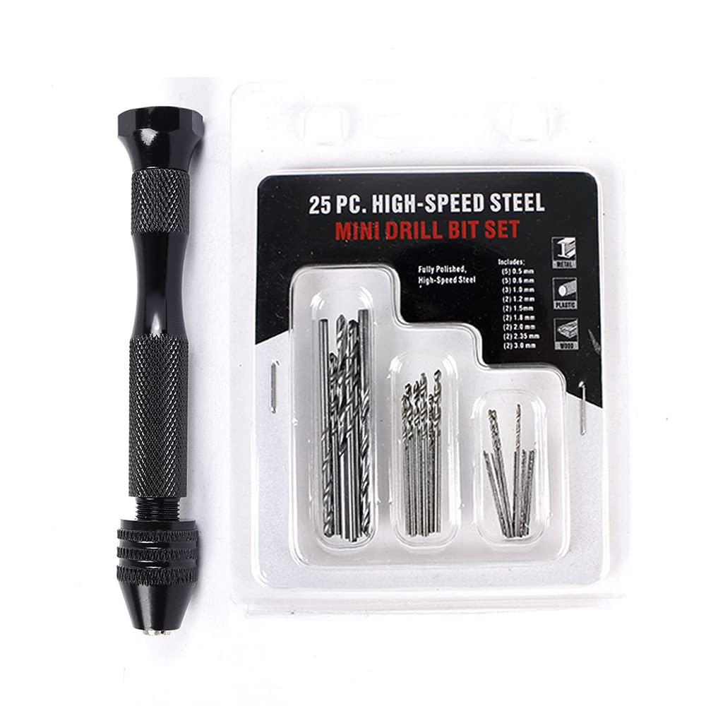 Wood Drill Bit Set 26Pcs Precision Pin Vise Mini Micro Hand Twist Drill ...