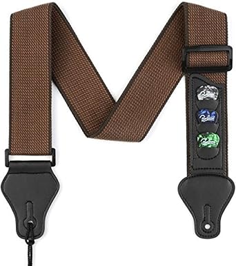 Guitar Strap for Acoustic, Electric Bass Guitars with Pick Holders for Men Women and Kids