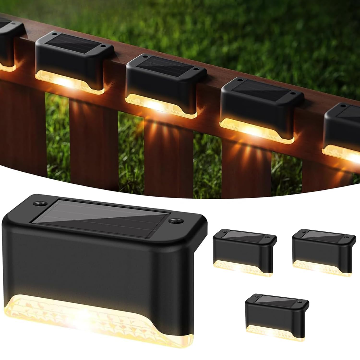 Solar Light Outdoor Garden Home Deck Stair Step Lights, Led Waterproof Balcony Solar Powered Deck Lights for Wall Fence Gate Terrace Decoration (4, Regular)-image-19