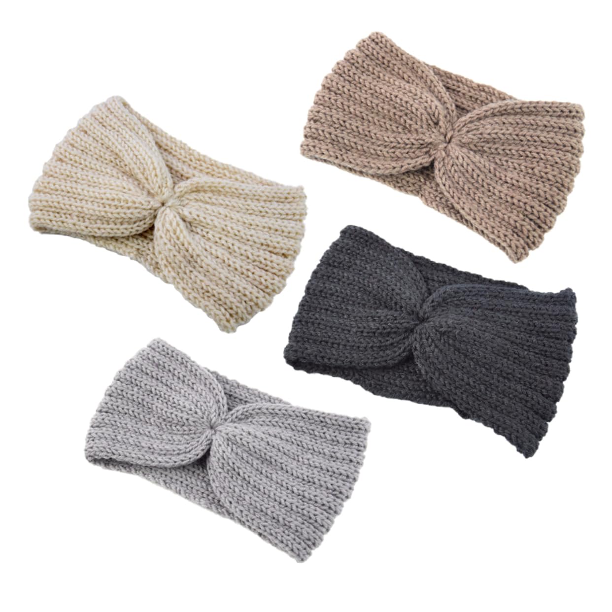 FOMIYES Boho Knitted Headwrap 4pcs Women's Ear Headband Handmade Warm Hair Band for Cold Days