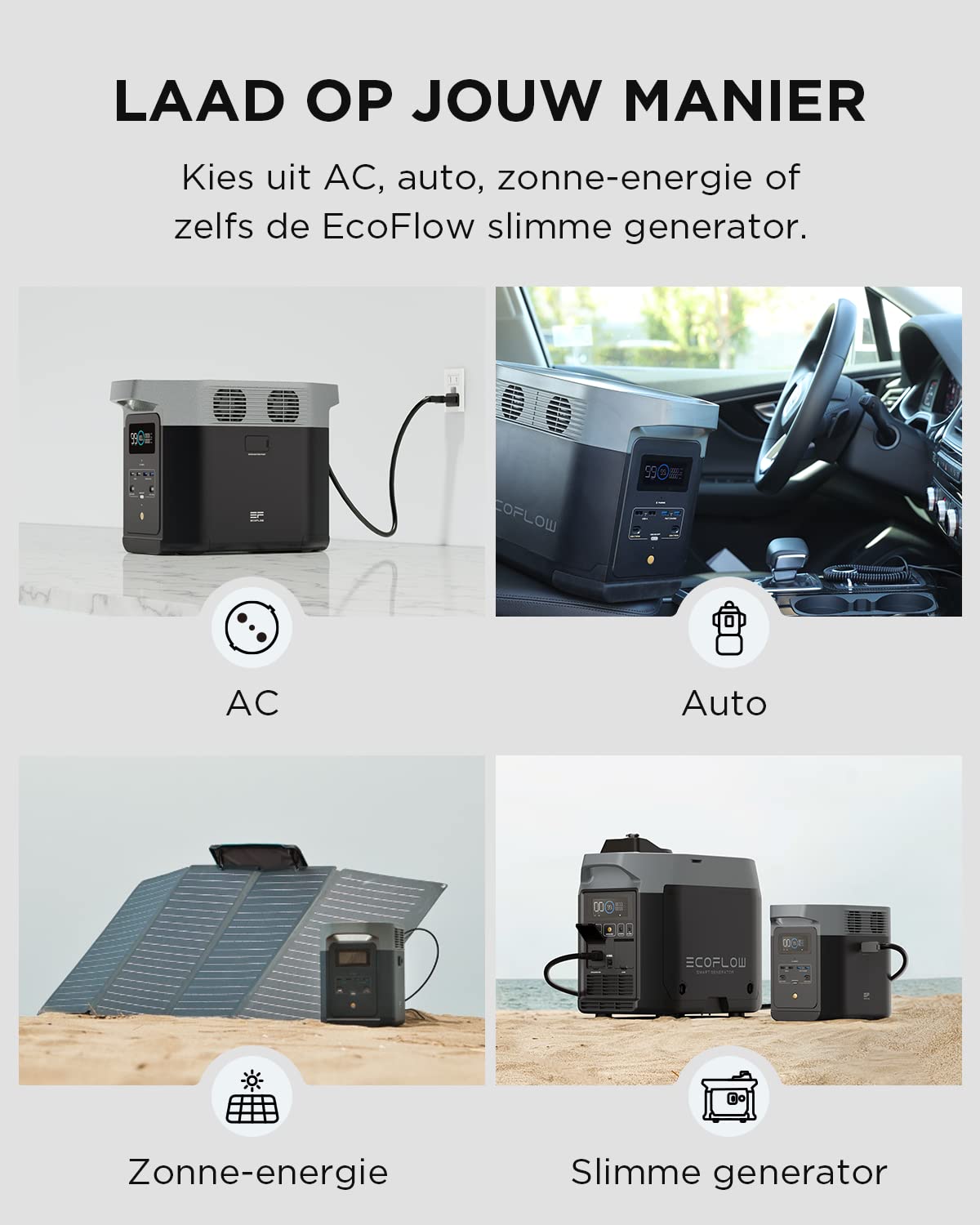 EF ECOFLOW DELTA 2 przenośna stacja zasilania 1024 Wh, generator solarny, pojemność do 3 kWh, na kemping, do kampera, małych wad opakowań, nieużywany produkt (odnowiony)