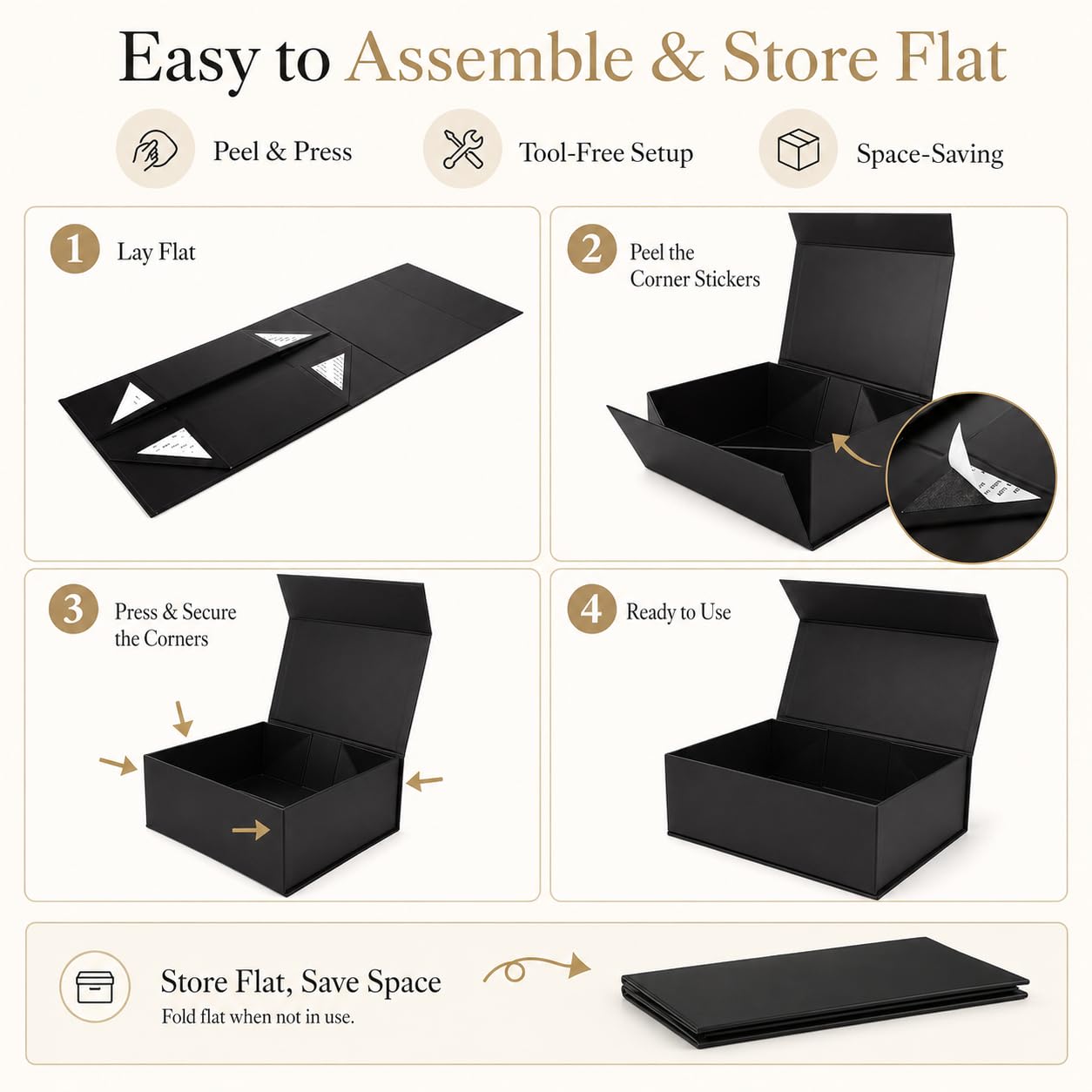 5 scatole regalo, scatole regalo nere magnetiche, scatole regalo nere per regali, coperchi con chiusura magnetica, confezione regalo per matrimoni, Natale, Halloween, regali di compleanno