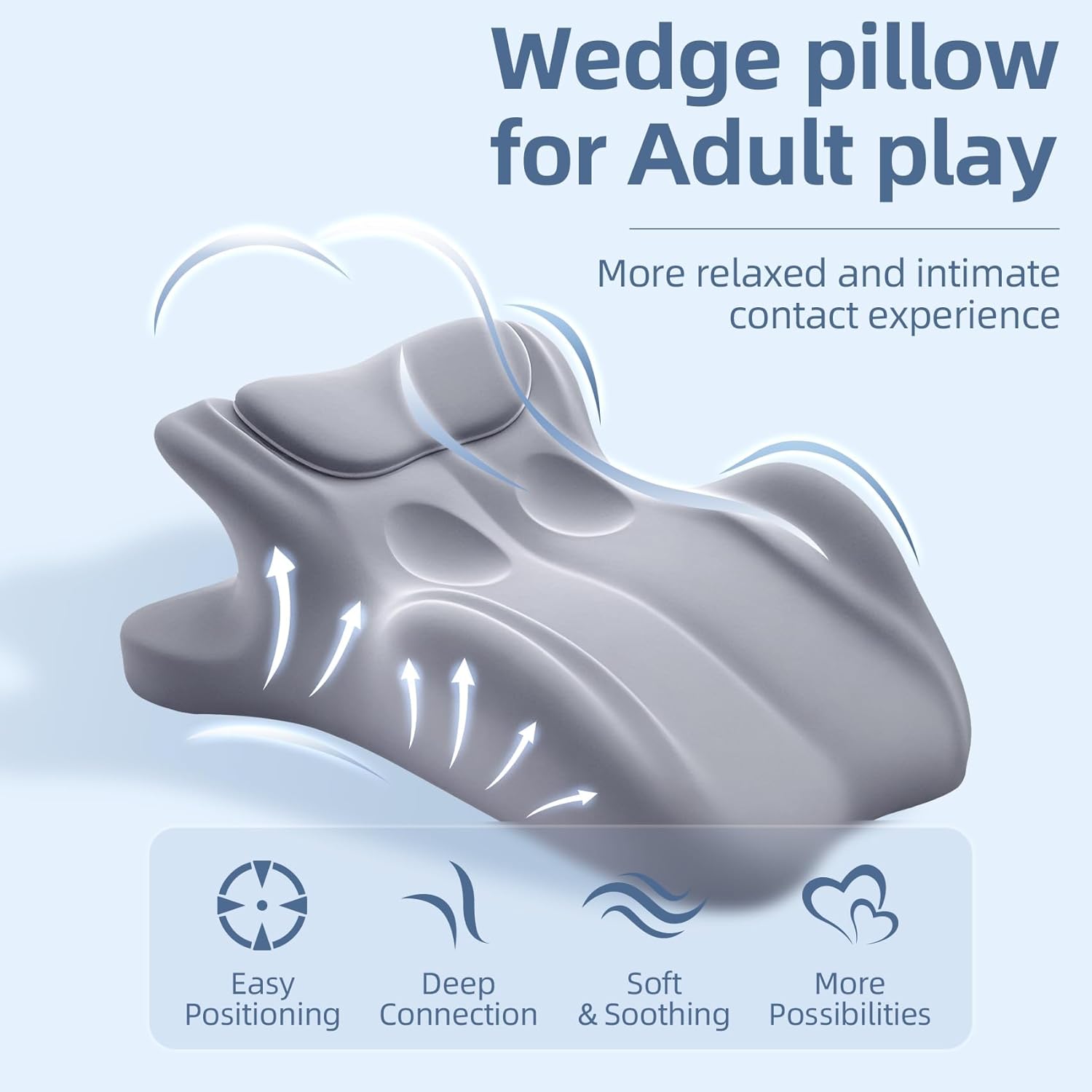 Ergonomic Memory Foam Wedge Pillow, 27 Degree Couples Pillow for Couples Sweet Spot Intimacy Pillows, Maintains Perfect 27 Angle Every Time, Firm Foam That Won’t Shift (Black)