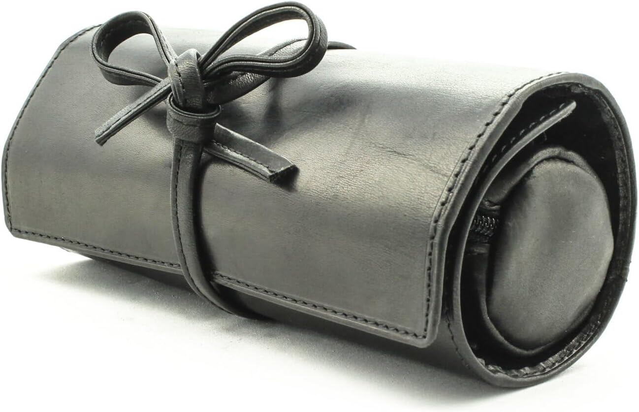 Tony Perotti Womens Italian Cow Leather Premium Combination Jewelry Roll with Tie Closure in Cognac image 4