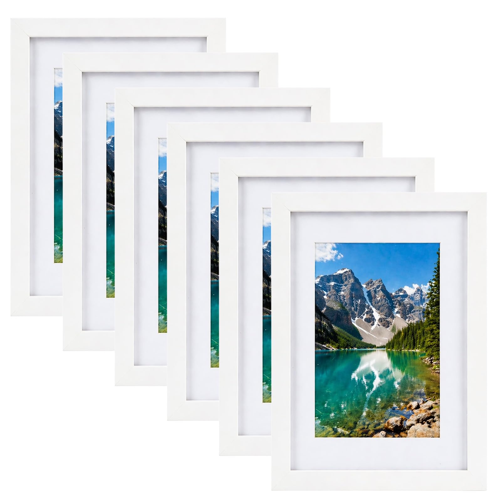 BREEZENEST A5 Photo Frames 6pcs Picture Frames Wood White