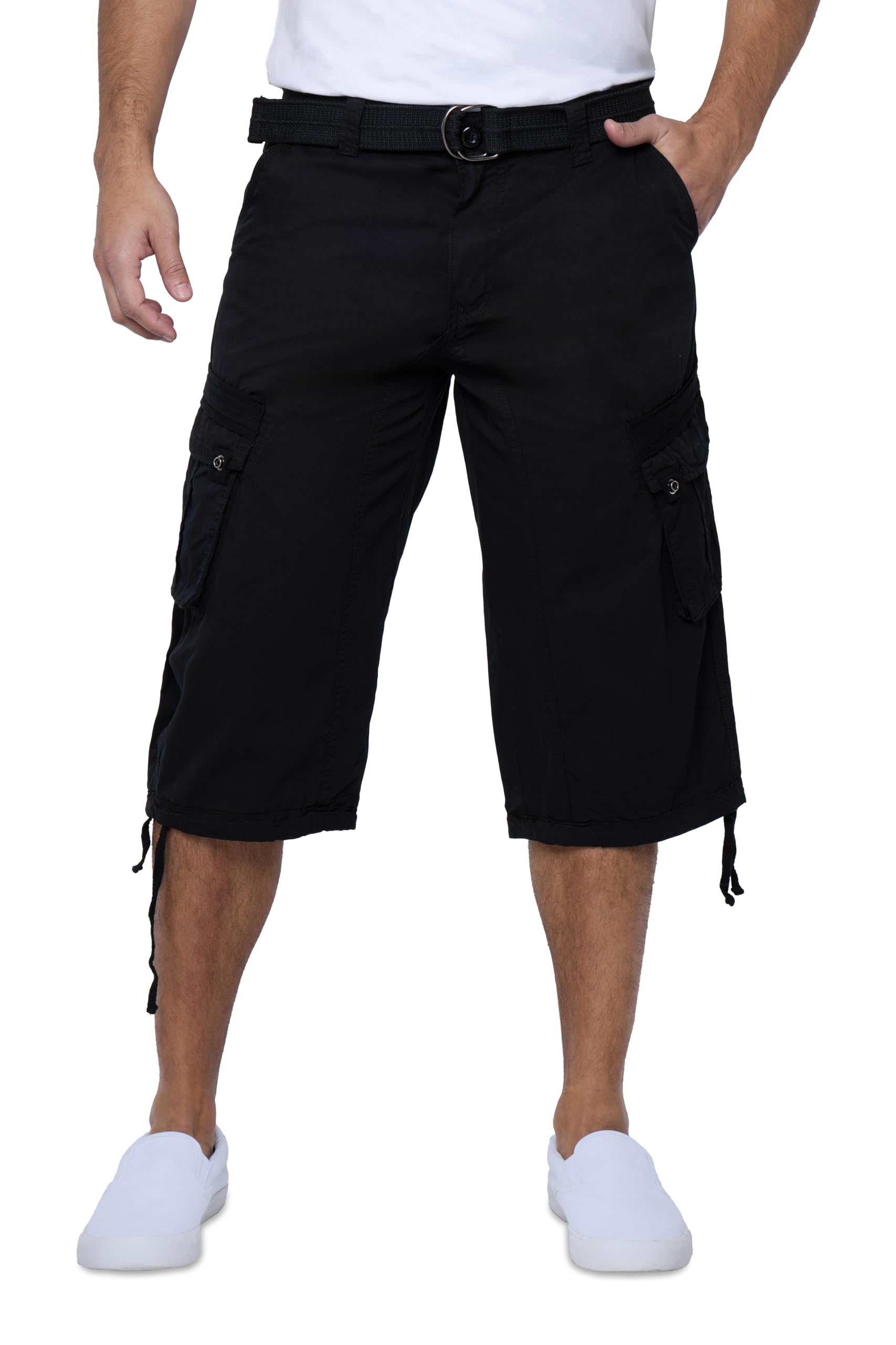 X RAY Mens Belted Long Cargo Shorts for Men Below Knee Length Mens Cargo Shorts 3 4 Pants