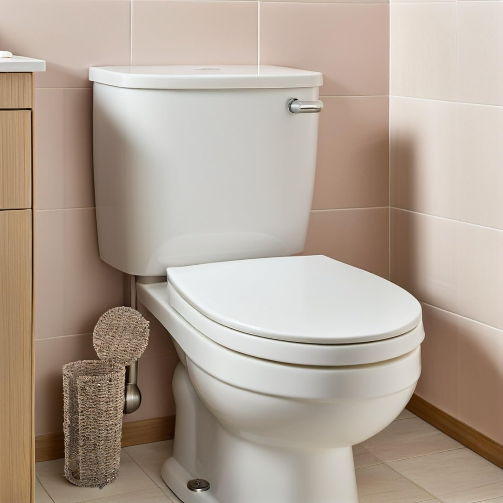 Cesta de Almacenamiento para Papel Higiénico de Hierro y Ratán | Portarrollos Tejido para Homestays, Forma Compacta y Ligera, Resistente Deformación