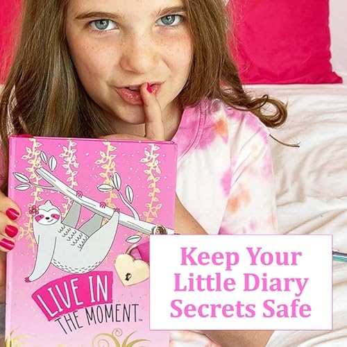 Life Is A Doodle Diary With Lock And Key For Girls - Journal With Lock Includes Secret Girls Diary For Journal Writing, Multicolored Pen, Bracelet & Stainless-Steel Sloth Necklace #TOP1