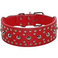 Haoyueer - Collare per cani unisex in pelle, con borchie