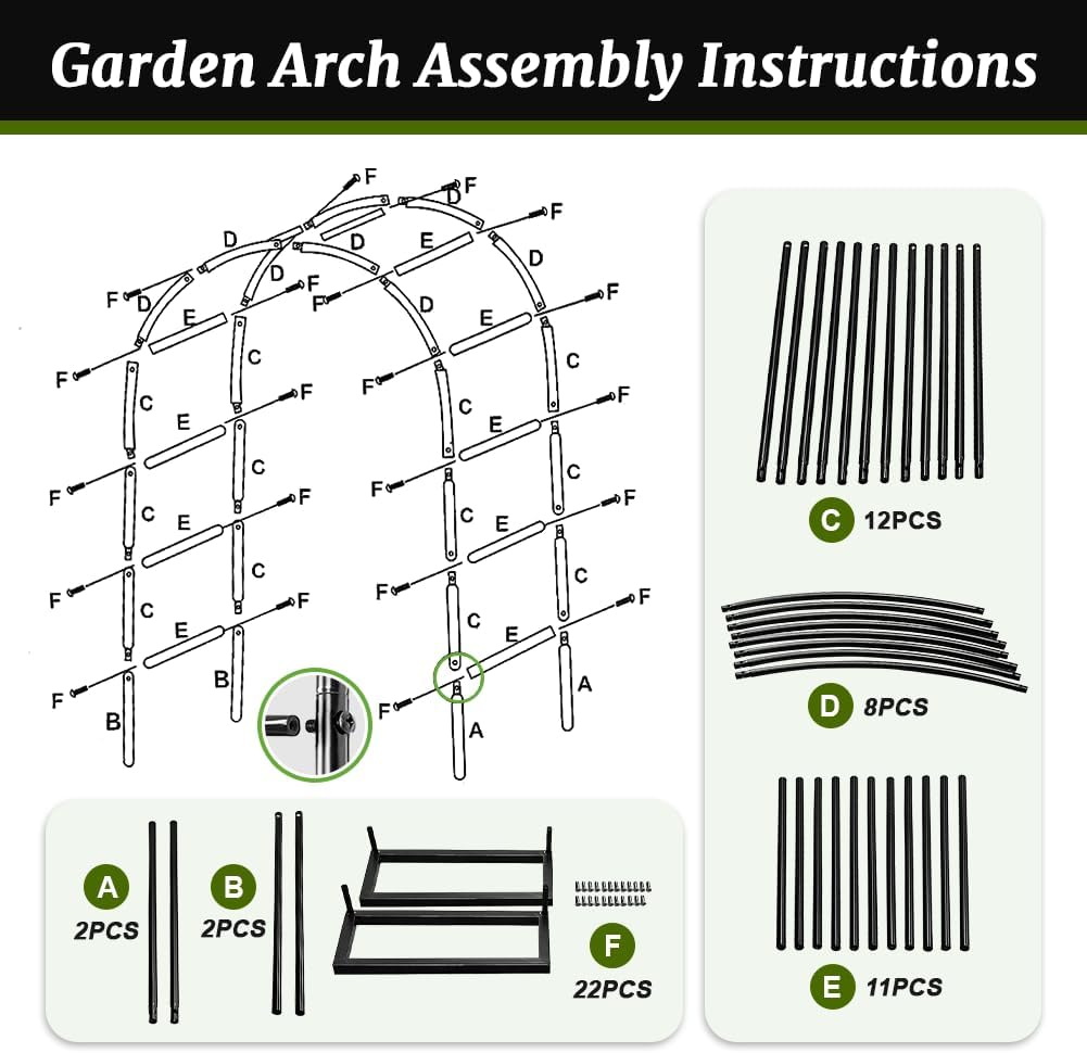 Zhisheng 2PCS Metal Pergola Garden Arch Arbor 7.9FT x 4.6FT Trellis for Outdoor Climbing Plants 2 Sizes for Wedding Ceremony Party,Black