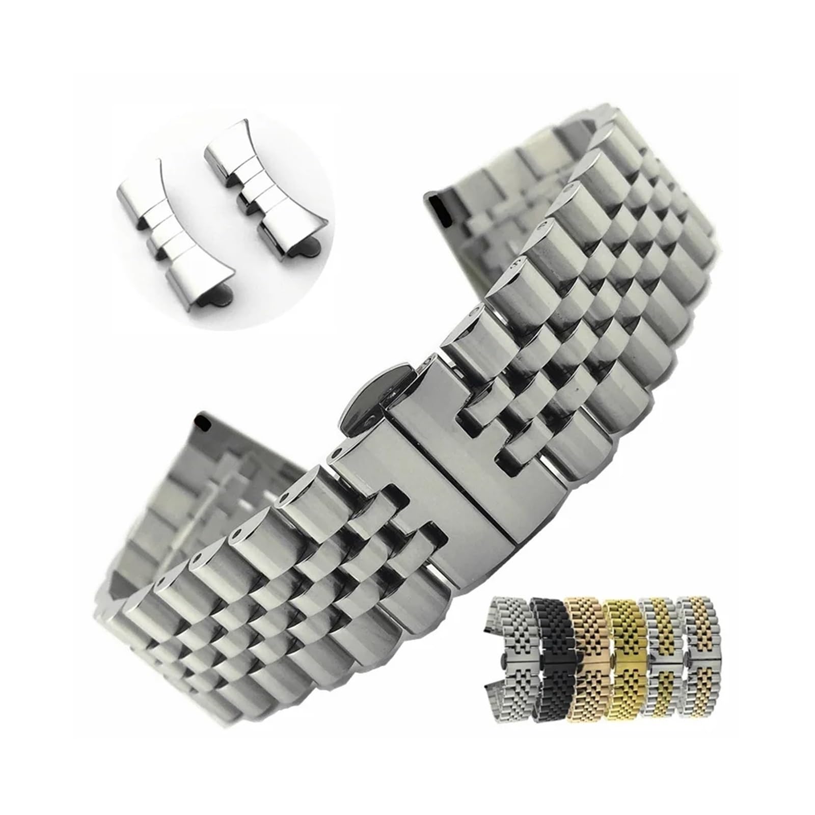 Sangle de Montre 12 13 14 16 17 18 19 20 21 22 mm Flat Curbed en Acier Inoxydable Bande de Surveillance/Femme Bracelet de Remplacement