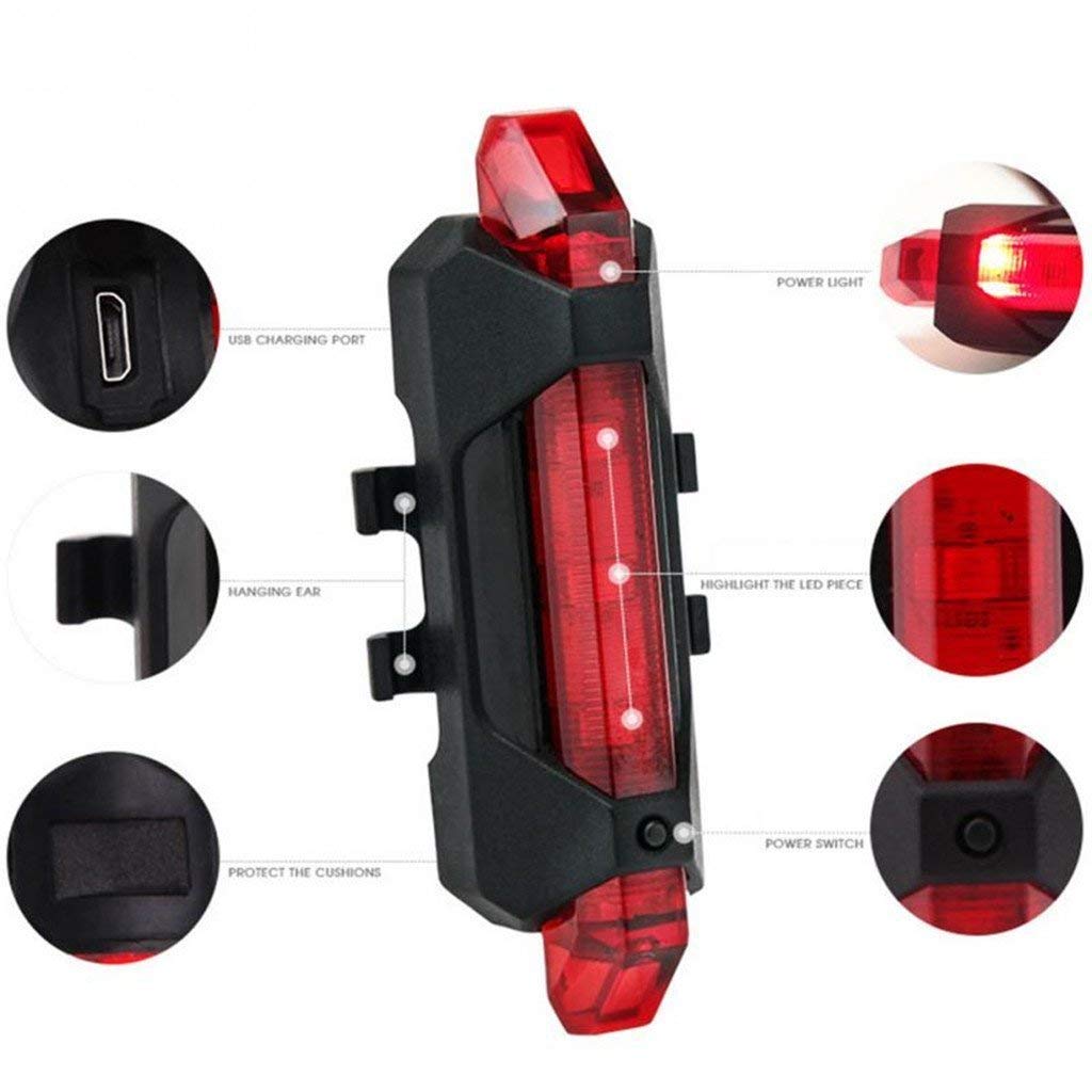 SOCHEP USB Rechargeable LED Safety Warning Rear Bicycle Tail Light for Cycling Mountain Road Bike Saddle Safety - 1PCS (Multi-Color) 3