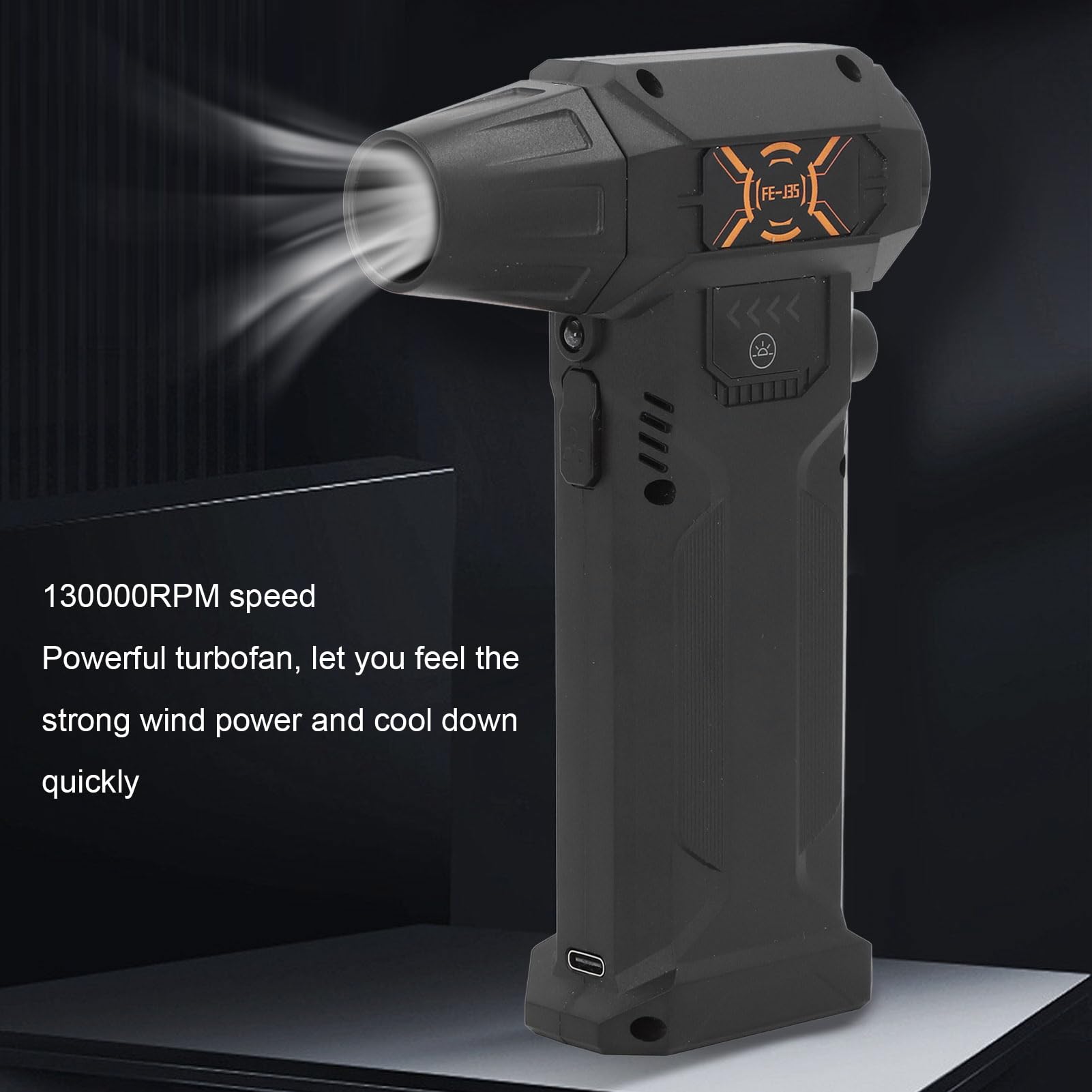 aqxreight Plumeau électrique 130 000 TR/Min Puissant Turboventilateur USB Rechargeable sans Fil Jet Souffleur Sec avec Buse pour Clavier de Voiture à Domicile Camping Répondre aux Exigences de Flux