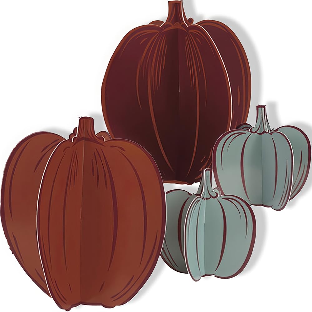 Elegant Thanksgiving Assorted Pumpkin Cutouts - 4 Counts | Premium Paper Board Decorations for Festive Autumn Celebrations