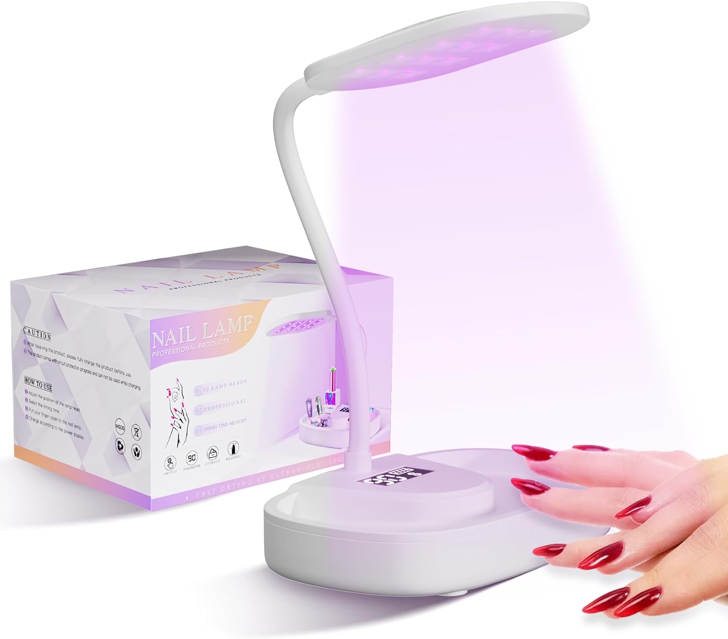 Bdjso UV Led Nail Lamp Mini UV Lamp for Gel Nails,12W