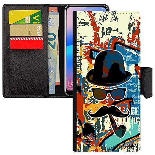Coque cuir S21 Ultra personnalisée art chapeau melon et pipe homme