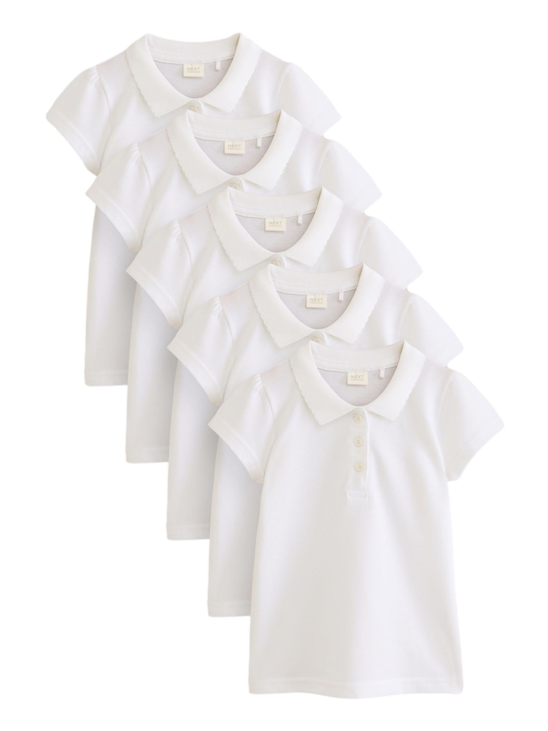 NEXT Ragazza Confezione da 5 Polo a Maniche Corte in 100% Cotone - Slim
