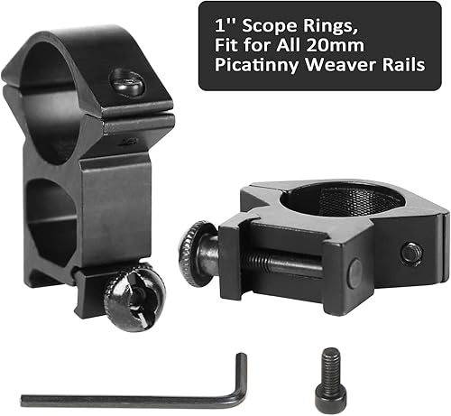 Miniatura 2 de EAmber Soportes de anillo de alcance de 1 pulgada de alto perfil para riel PicatinnyWeaver, 2 piezas